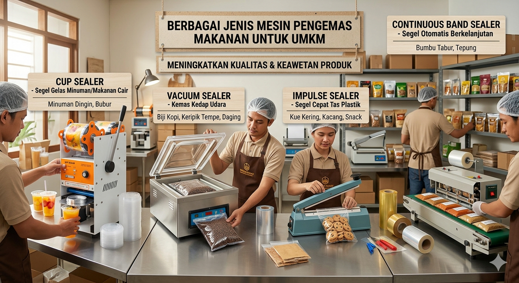 ilustrasi jenis mesin pengemas makanan