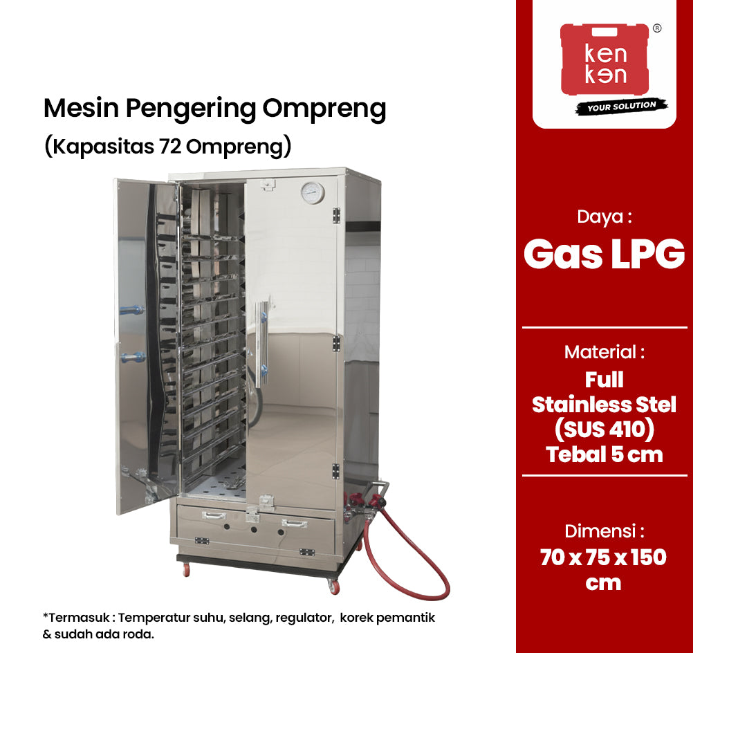 Mesin Pengering Ompreng Gas 72 Trays Stainless Steel