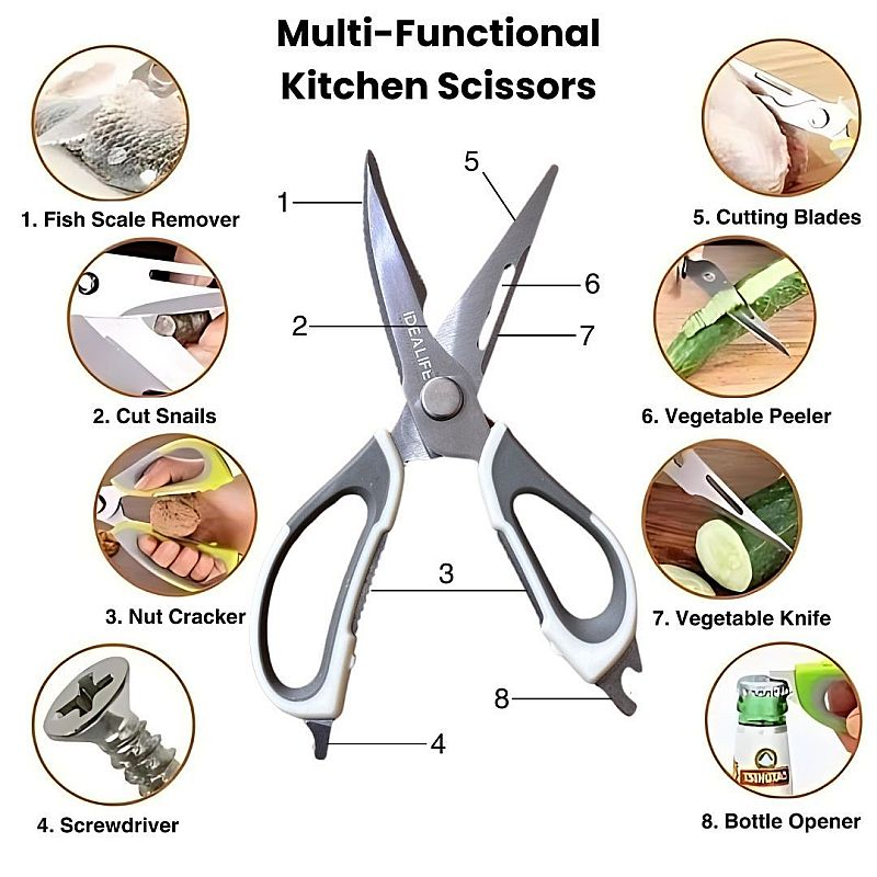 IDEALIFE Gunting Dapur Multifungsi 8in1 IL-162A
