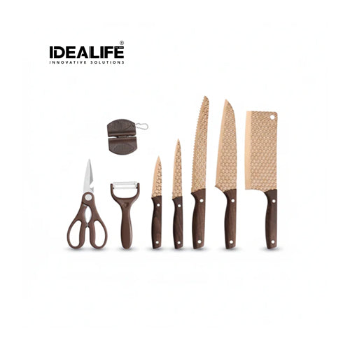 IDEALIFE Pisau Dapur Set 8 Pcs IL-163A Stainless Steel Diamond Blade